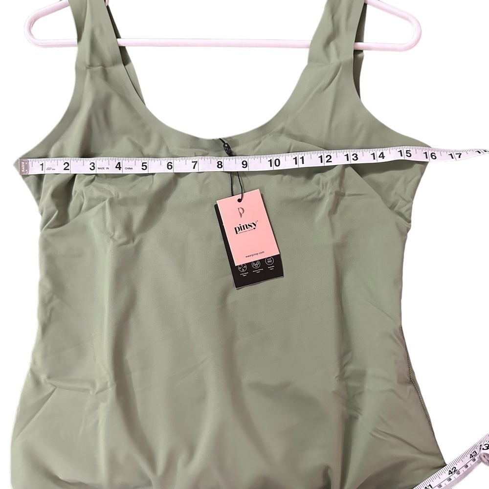 Pinsy Scoop Tank Hourglass Shapewear  Thong Bodysuit Size XL NWT In Color Sage - Picture 7 of 13